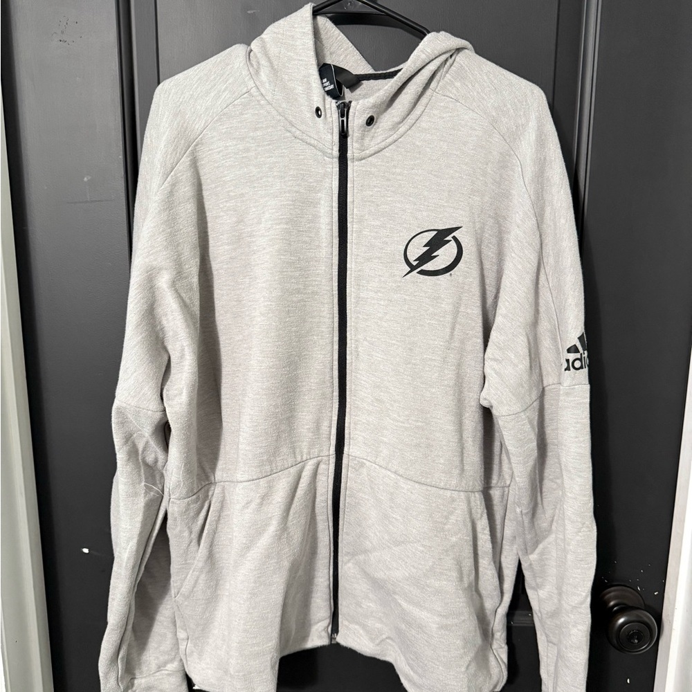 Tampa Bay Lightning Adidas Gray Hoodie with Logo